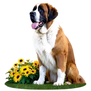 Saint Bernard With Flowers PNG Rld71 PNG
