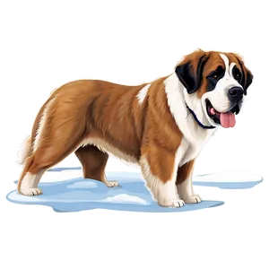 Saint Bernard With Snowflakes PNG 56