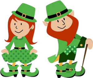 Saint Patricks Day Leprechaun Couple Cartoon