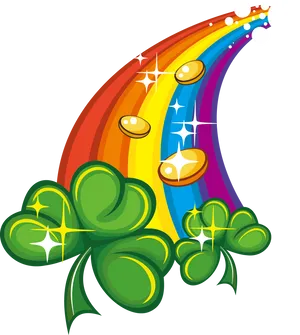 Saint Patricks Day Rainbowand Gold Coins PNG image