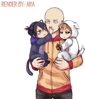 Saitamaand Friends Fanart PNG image