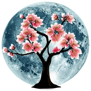 Sakura Tree In Full Moon PNG Atg51 PNG