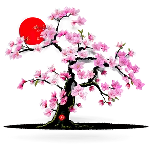 Sakura Tree In Traditional Kimono Setting PNG 06122024 PNG