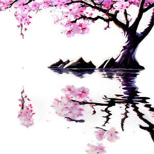 Sakura Tree Reflection In Water PNG Ijh PNG