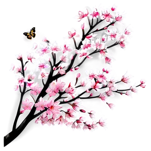 Sakura Tree With Butterfly PNG 06122024