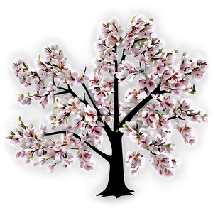 Sakura Tree With Falling Leaves PNG 06122024
