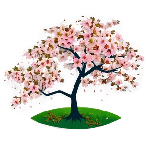Sakura Tree With Falling Leaves PNG Gsf PNG