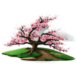 Sakura Tree With Farmhouse Scenery PNG 14 PNG