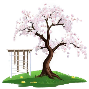 Sakura Tree With Farmhouse Scenery PNG 23 PNG