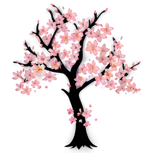 Sakura Tree With Fireflies At Night PNG 06122024