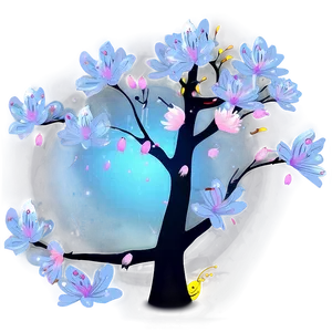 Sakura Tree With Fireflies At Night PNG 18 PNG