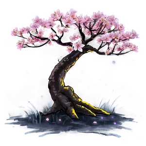Sakura Tree With Fireflies At Night PNG Gst PNG