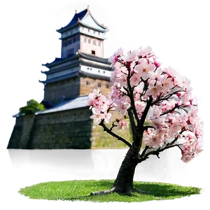 Sakura Tree With Historic Castle Png Ciq58 PNG image