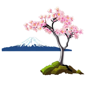 Sakura Tree With Mount Fuji Png Mew56 PNG image