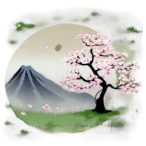 Sakura Tree With Mountain Background PNG 22 PNG