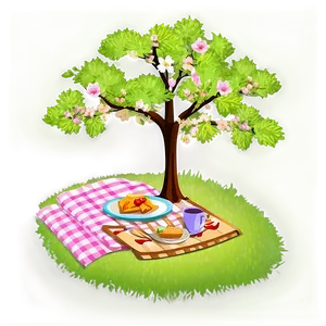 Sakura Tree With Picnic Scene PNG Bjy82 PNG