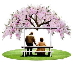 Sakura Tree With Romantic Couple PNG Kad42 PNG