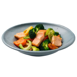 Salmon Vegetable Stir-fry Png Oov33 PNG image