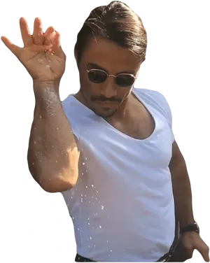 Salt Bae Meme Man Sprinkling Salt PNG image