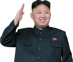 Saluting Manin Black Suit PNG