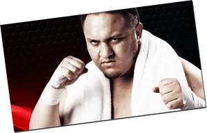 Samoan Wrestler Readyfor Match PNG image