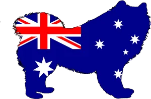 Samoyed Dog Australia Flag Silhouette PNG