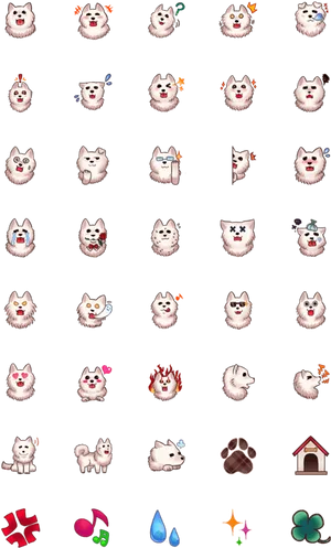 Samoyed Emoji Collection PNG image