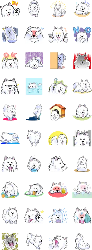 Samoyed Emoticon Set PNG