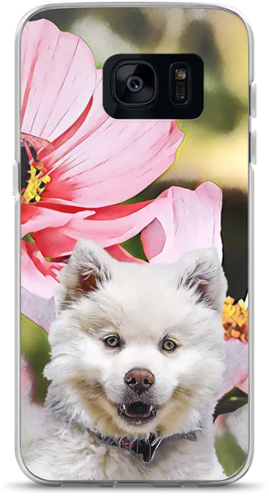 Samoyed Puppy Floral Phone Case PNG