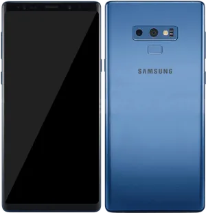 Samsung Blue Smartphone Front Back View PNG
