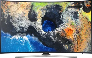 Samsung Curved Monitor Aerial Coastline View