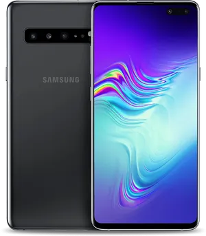 Samsung Galaxy S10 Black Front Back View PNG
