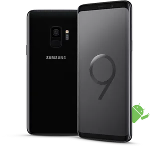 Samsung Galaxy S9 Black Front Back PNG