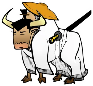 Samurai Yak Cartoon PNG image