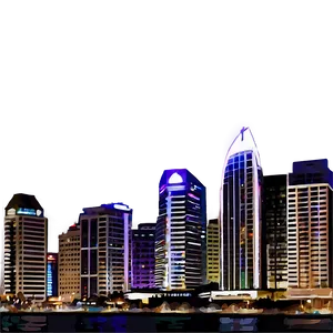 San Diego Cityscape Night PNG 6