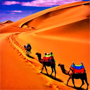 Sand Dunes With Camel Caravan PNG 33
