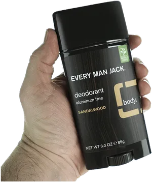 Sandalwood Deodorant Product In Hand PNG image