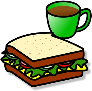 Sandwichand Coffee Illustration PNG image