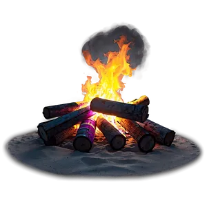 Sandy Beach Bonfire Night PNG 06242024 PNG