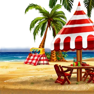 Sandy Beach Picnic Scene Png 06242024 PNG image