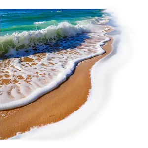 Sandy Beach Sea Waves PNG Dnu11