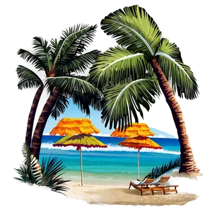 Sandy Beach Sun Loungers PNG Dst
