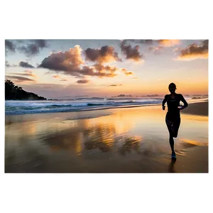 Sandy Beach Sunrise Jogging PNG 06242024 PNG