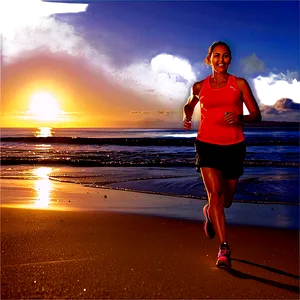 Sandy Beach Sunrise Jogging Png Xnn54 PNG image