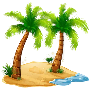 Sandy Beach With Palm Trees Png 06242024 PNG image