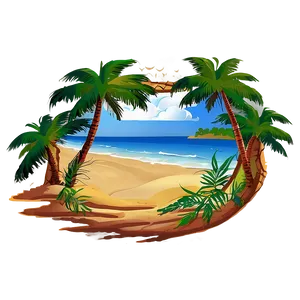 Sandy Beach With Palm Trees Png 22 PNG image