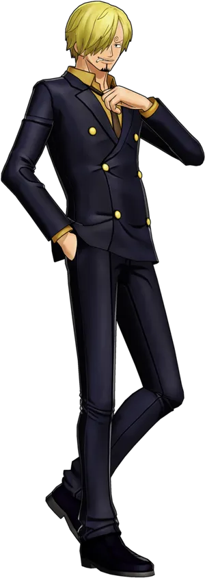 Sanji One Piece Elegant Stance PNG image