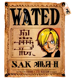 Sanji Wanted Poster PNG Vfy8 PNG