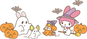 Sanrio Characters Halloween Celebration PNG image