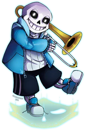 Sans The Skeleton With Trombone PNG image